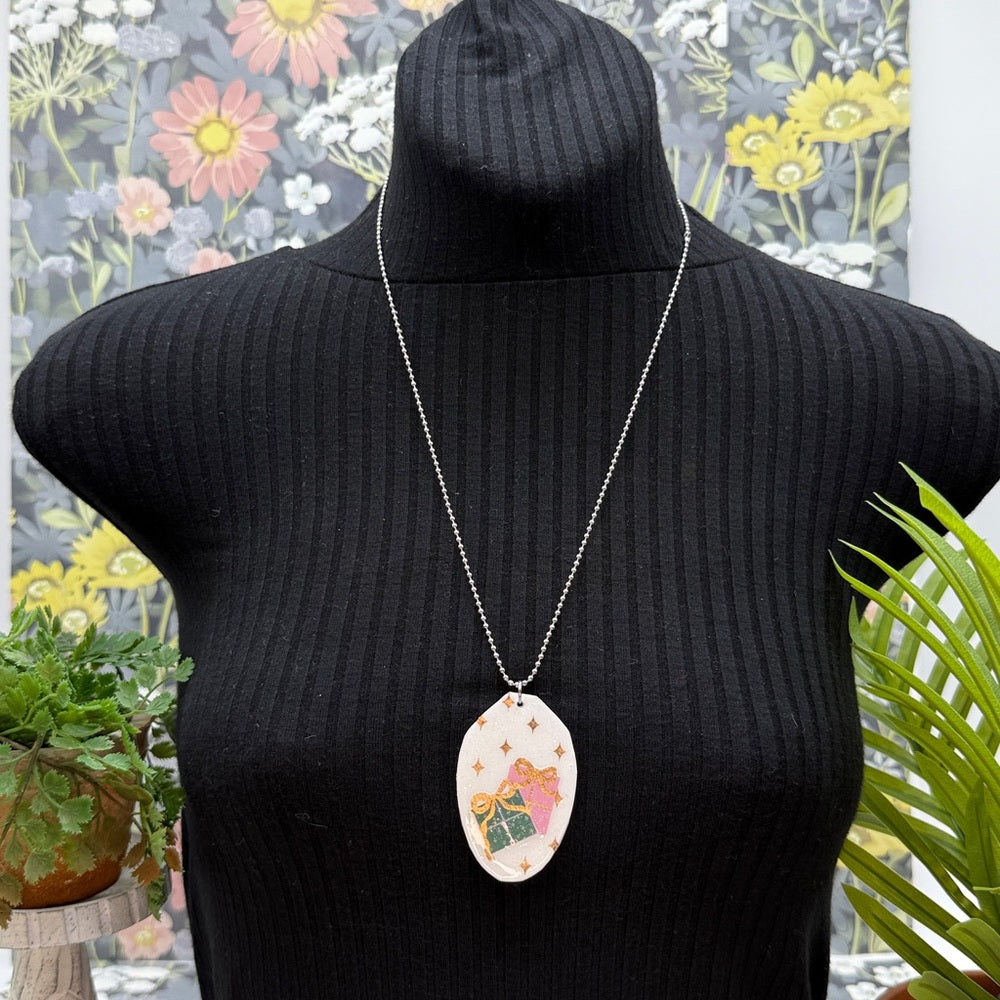 Adorned Crown Jewelry assemblage Christmas present flat spoon necklace