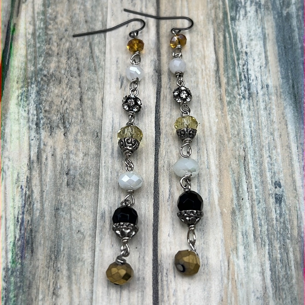 Adorned Crown Artisan Assemblage shoulder duster wrapped crystal earrings