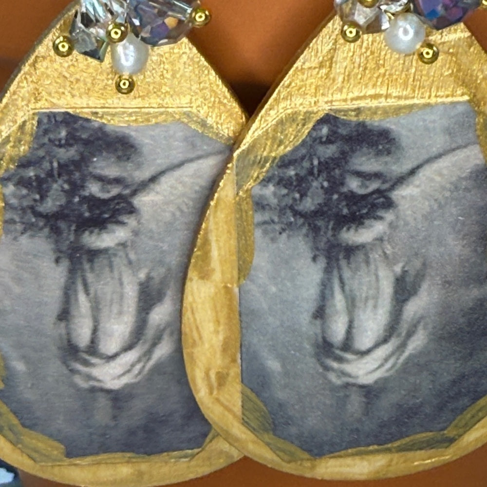Adorned Crown Jewelry assemblage Victorian angel Christmas earrings