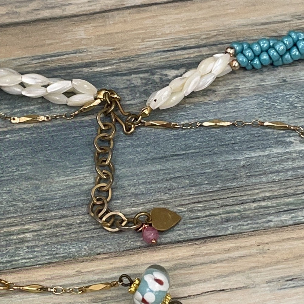 Adorned Crown pastel cluster 2 strand beaded necklace
