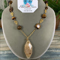 Adorned Crown artisan assemblage quartz agate tigers eye stone bead necklace