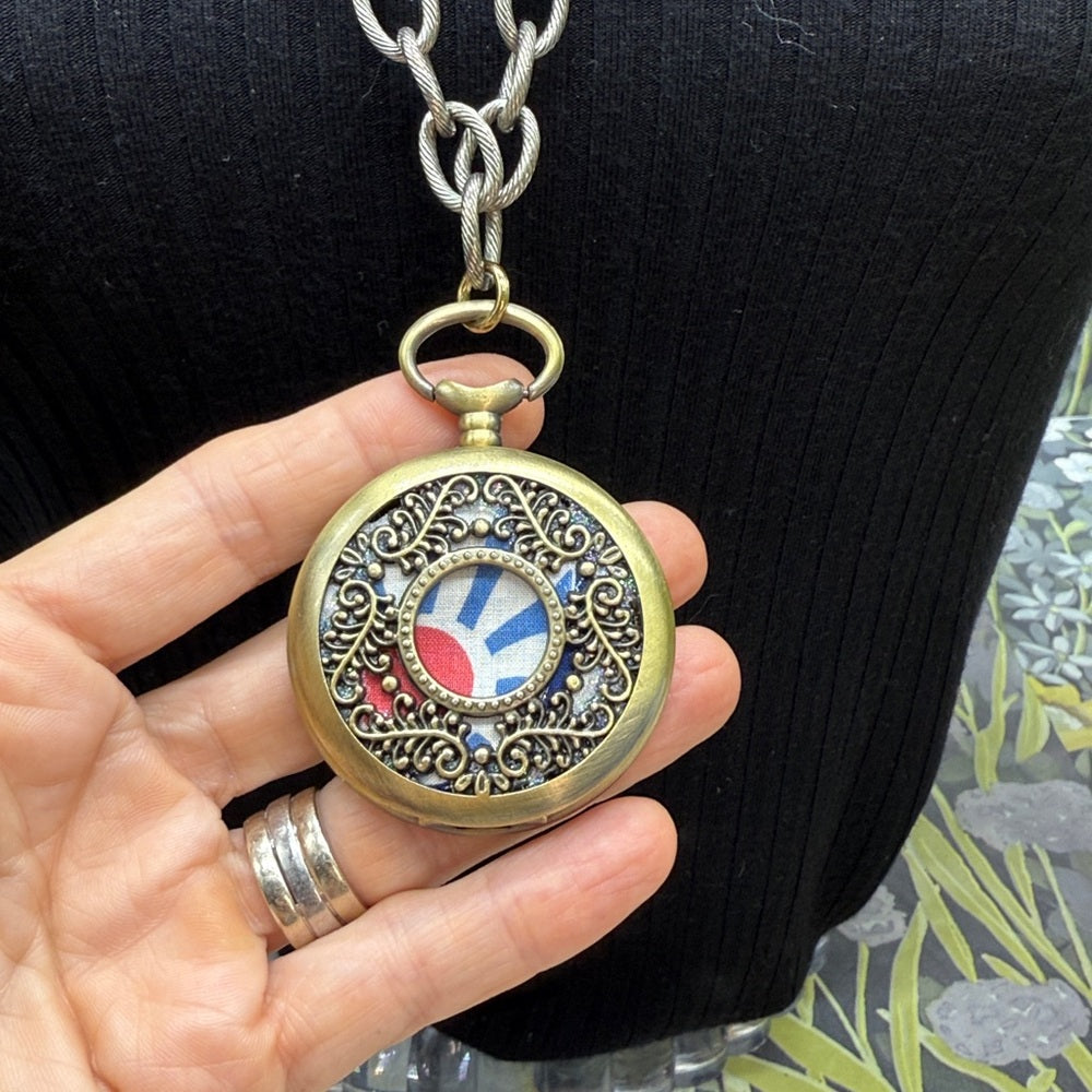 Adorned Crown Jewelry assemblage watch case spirit reversible pendant necklace