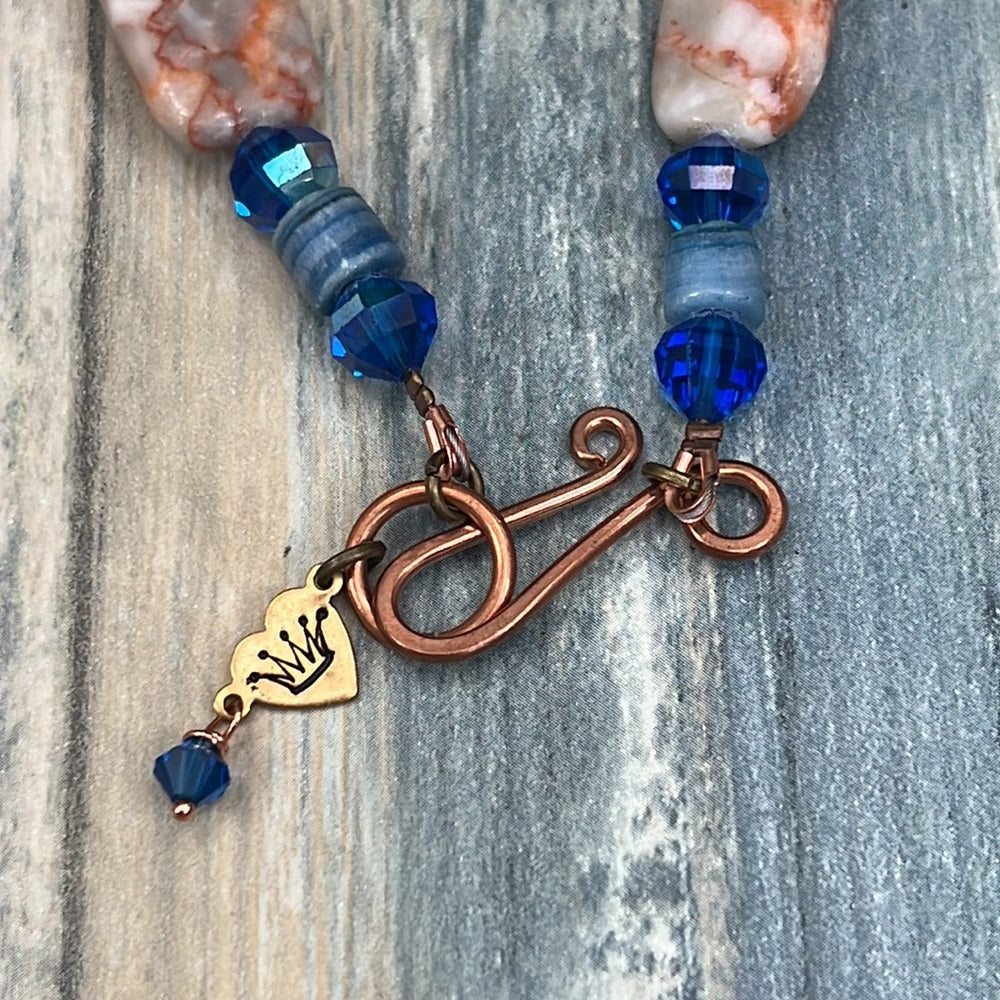 Adorned Crown Artisan assemblage agate copper family pendant jasper necklace