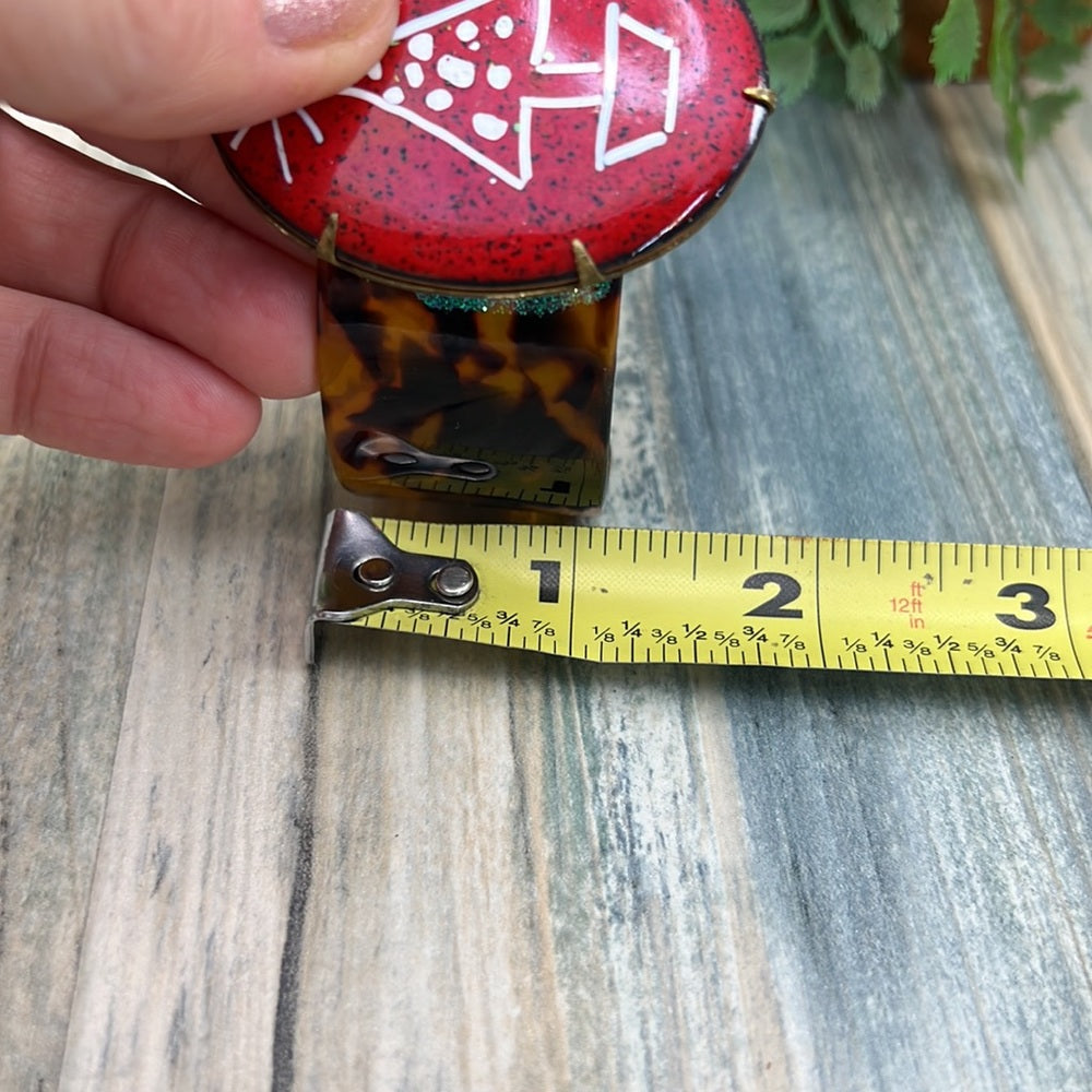 Adorned Crown Artisan Assemblage tortoise shell enamel Christmas bracelet