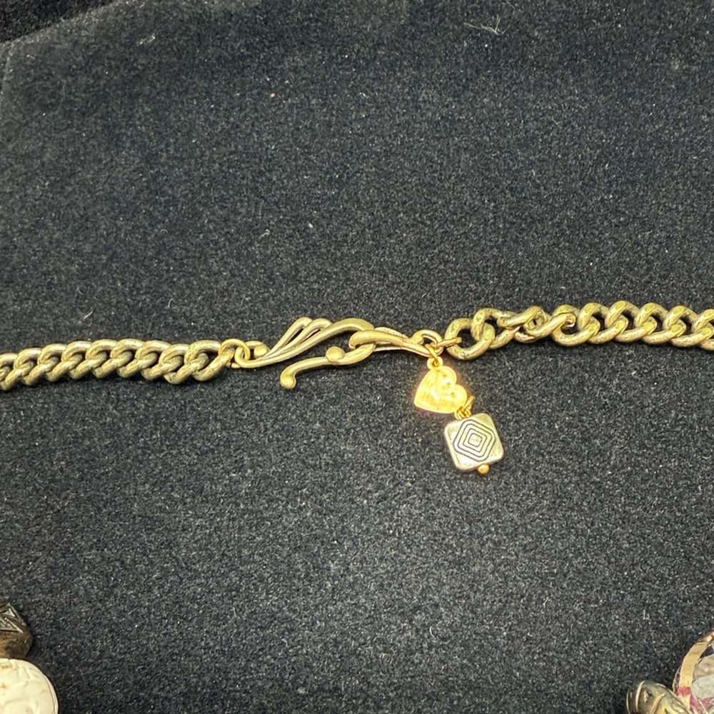 Adorned Crown Jewelry assemblage three cross bauble bead bezel necklace