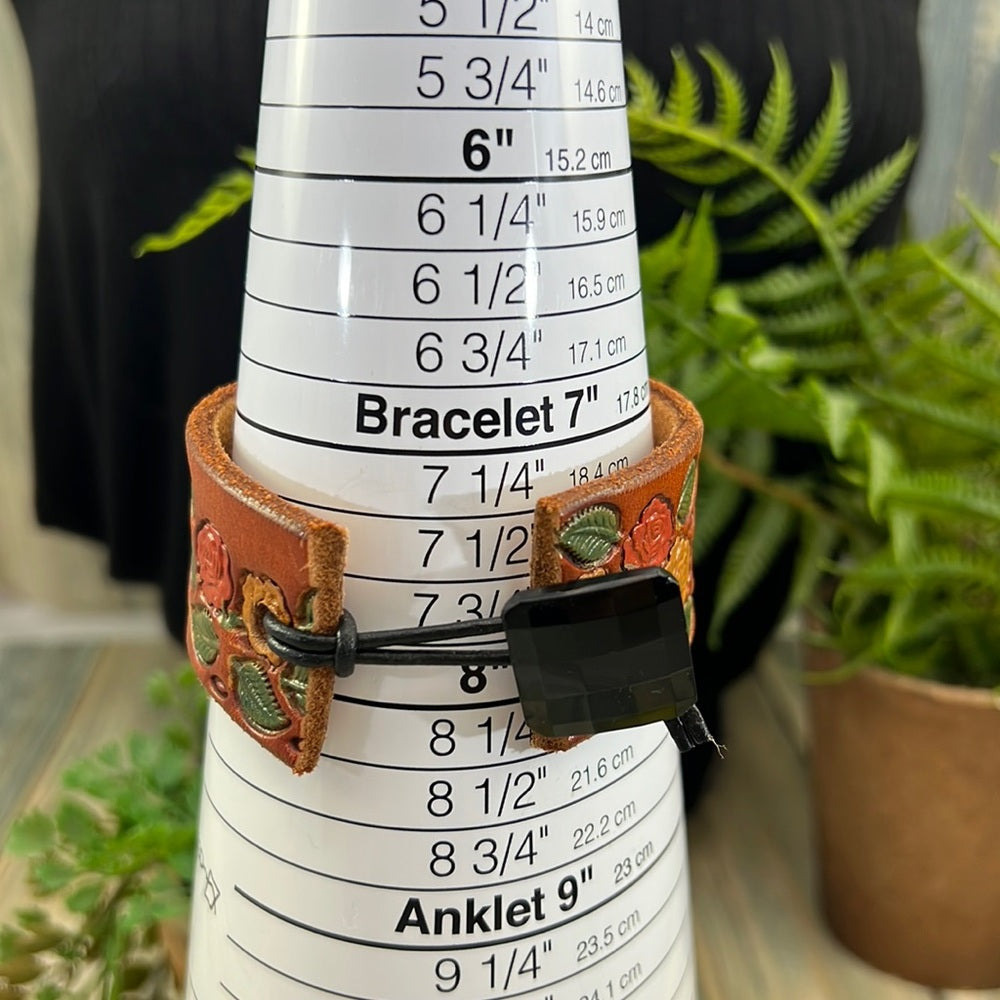 Adorned Crown cowgirl collection cross leather cuff bracelet