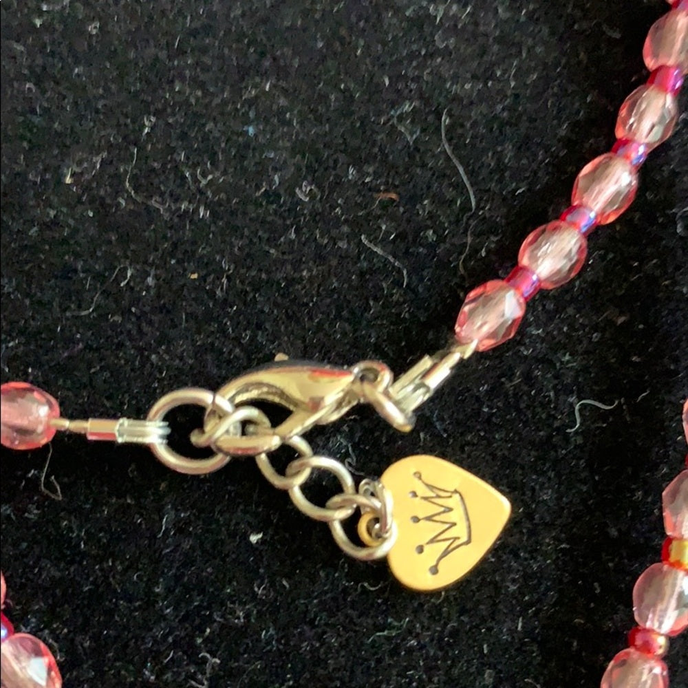Adorned Crown artisan assemblage pink crystal snowflake necklace