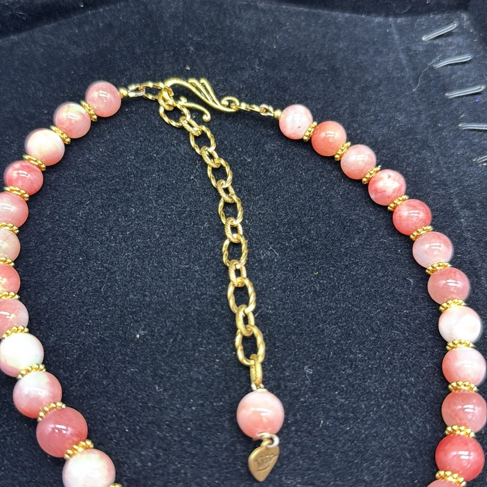 Adorned Crown Jewelry assemblage Persian jade intaglio pink statement necklace