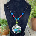 Adorned Crown Artisan assemblage necklace rosary stone soar enamel bird
