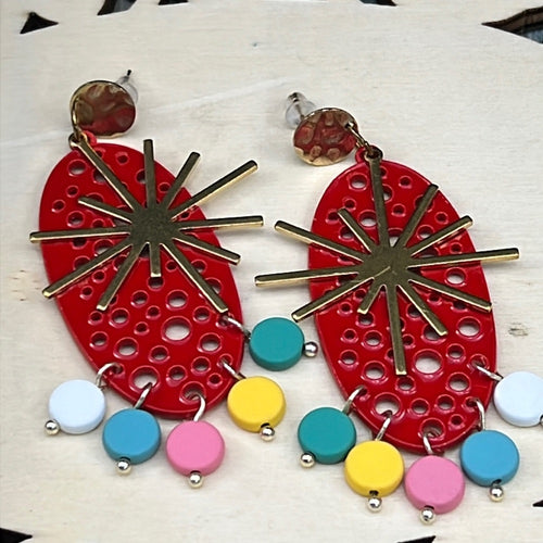 Adorned Crown Artisan Assemblage earrings atomic starburst