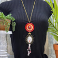 Adorned Crown Jewelry assemblage button bezel I can I will watch me necklace