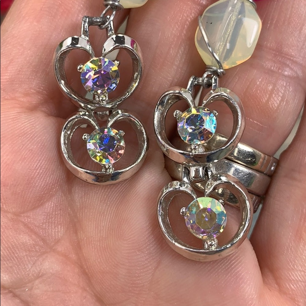 Adorned Crown assemblage rhinestone gemstone trio mix earrings