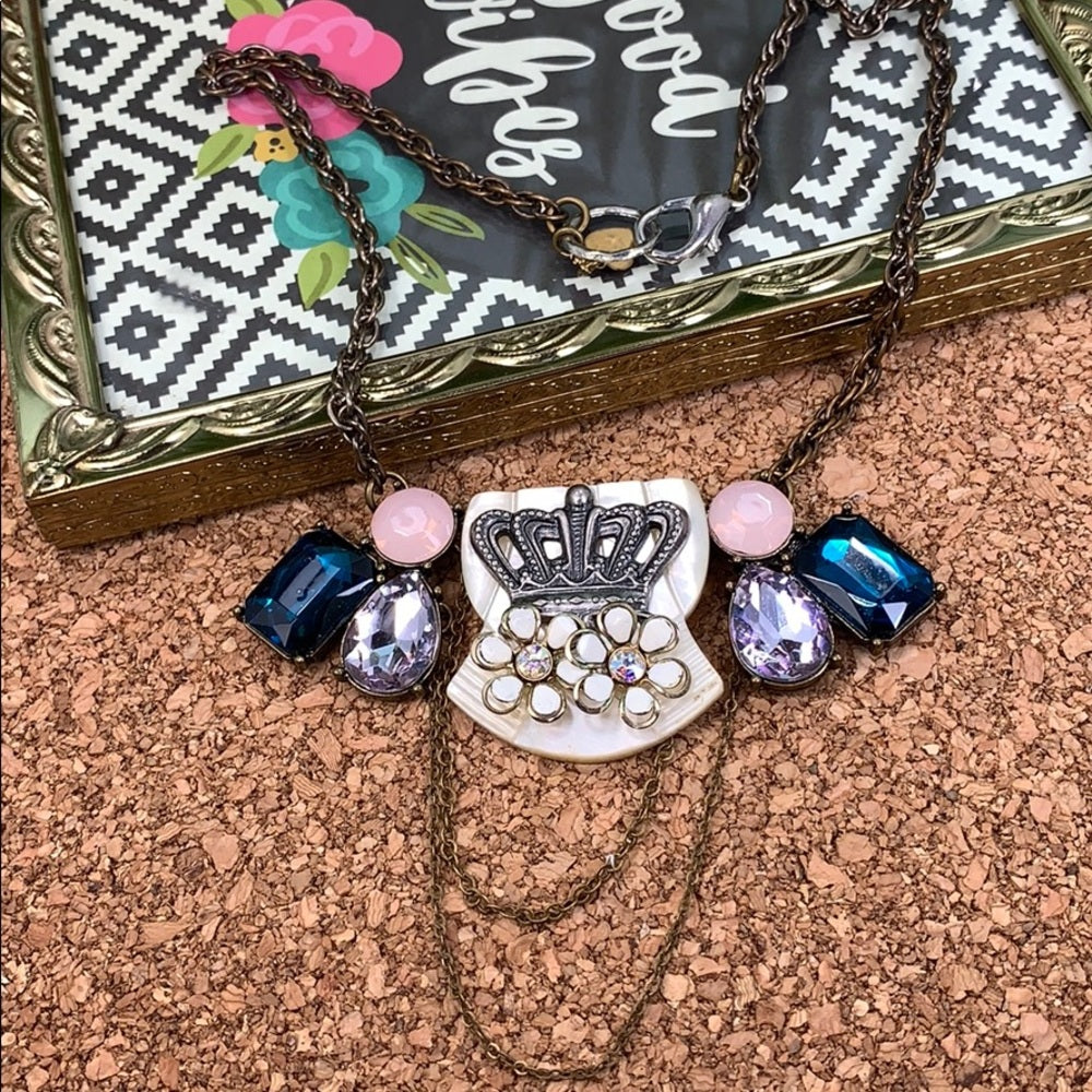 Adorned Crown Artisan Assemblage Mother of pearl and crown necklace