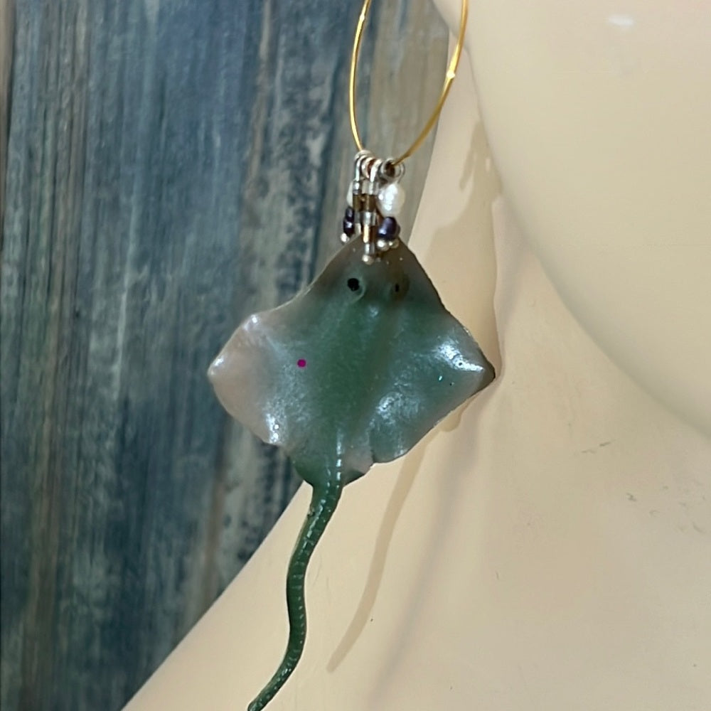 Adorned Crown Artisan Assemblage aquarium collection stingray earrings