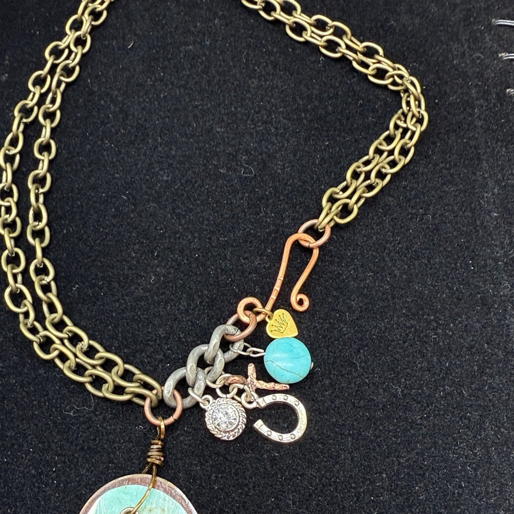 Adorned Crown Jewelry assemblage rusty heart favorite person stmnt necklace