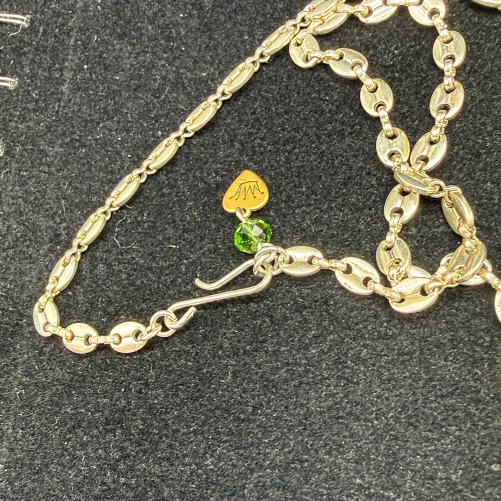 Adorned Crown Jewelry assemblage crystal glass bead watch cross green necklace