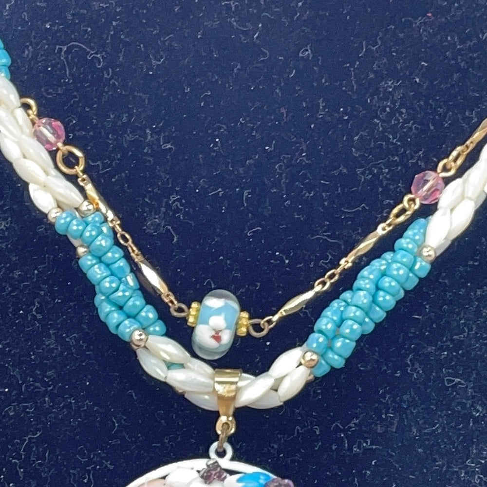 Adorned Crown pastel cluster 2 strand beaded necklace