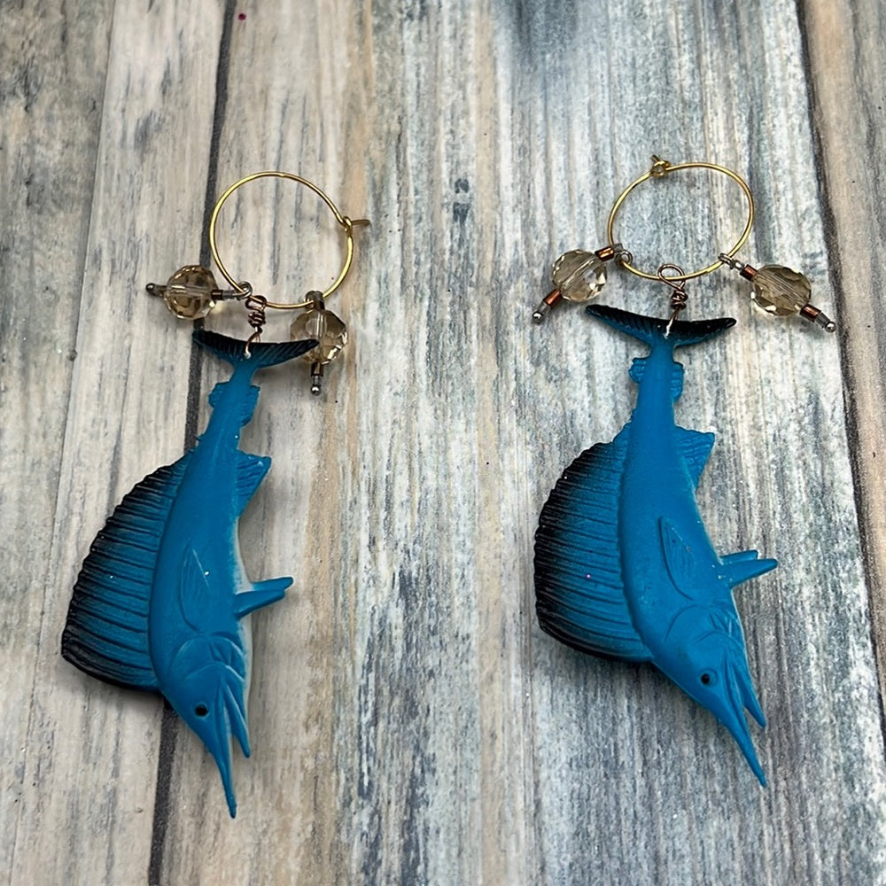 Adorned Crown Artisan Assemblage aquarium collection marlin earrings