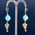 Adorned Crown Artisan Assemblage swirl bead key sterling wire earrings