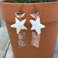 Adorned Crown Jewelry assemblage copper mother of pearl star earrings