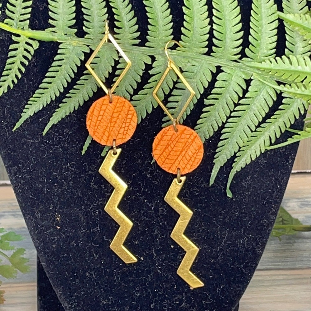 Adorned Crown geometric leather earrings