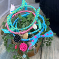 Adorned Crown Jewelry artisan assemblage ribbon charm bangles set of four