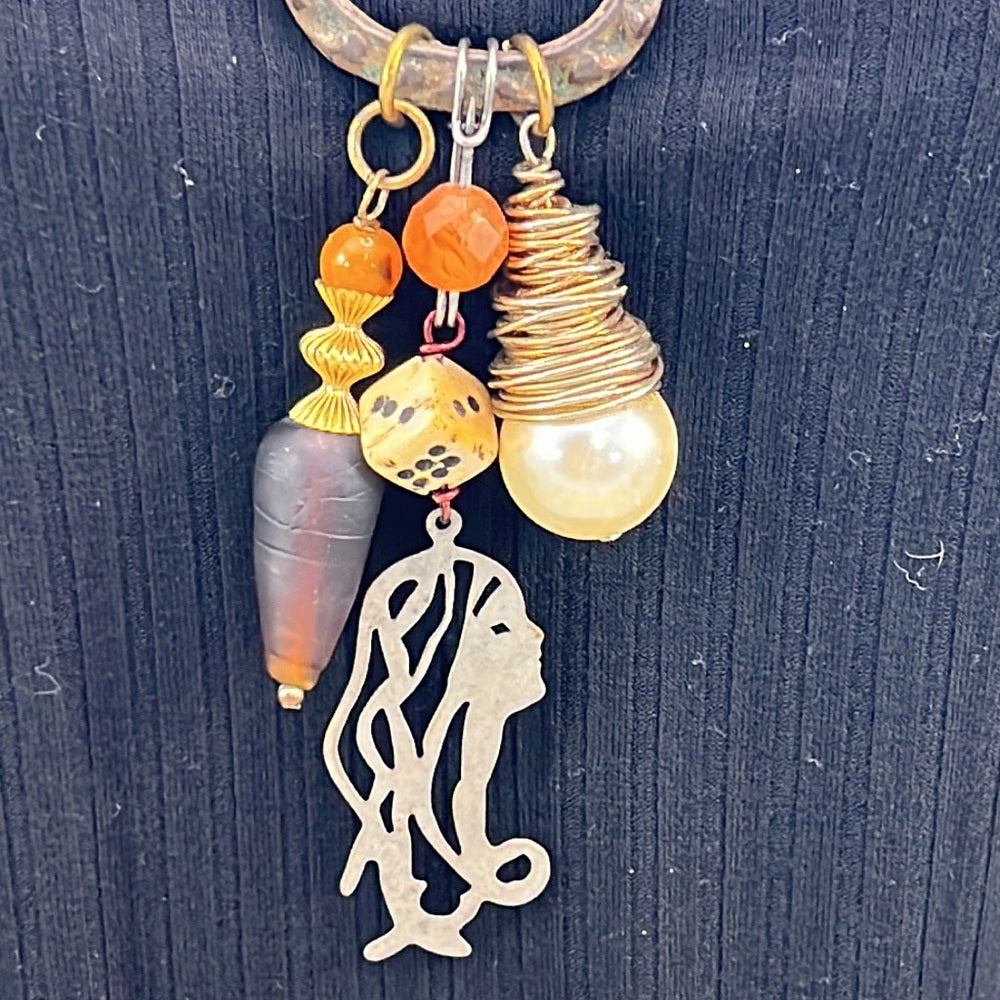 Adorned Crown necklace artisan assemblage FOUND objects vintage reclaimed