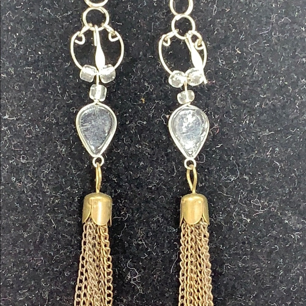 Adorned Crown shoulder duster crystal chain earrings