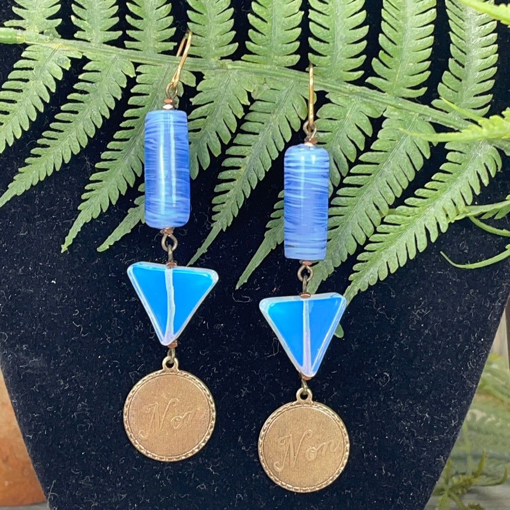 Adorned Crown artisan assemblage moonstone bead French earrings