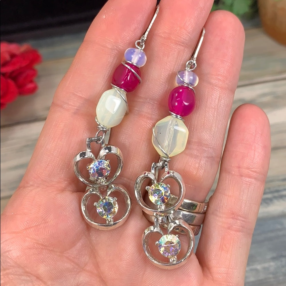 Adorned Crown assemblage rhinestone gemstone trio mix earrings
