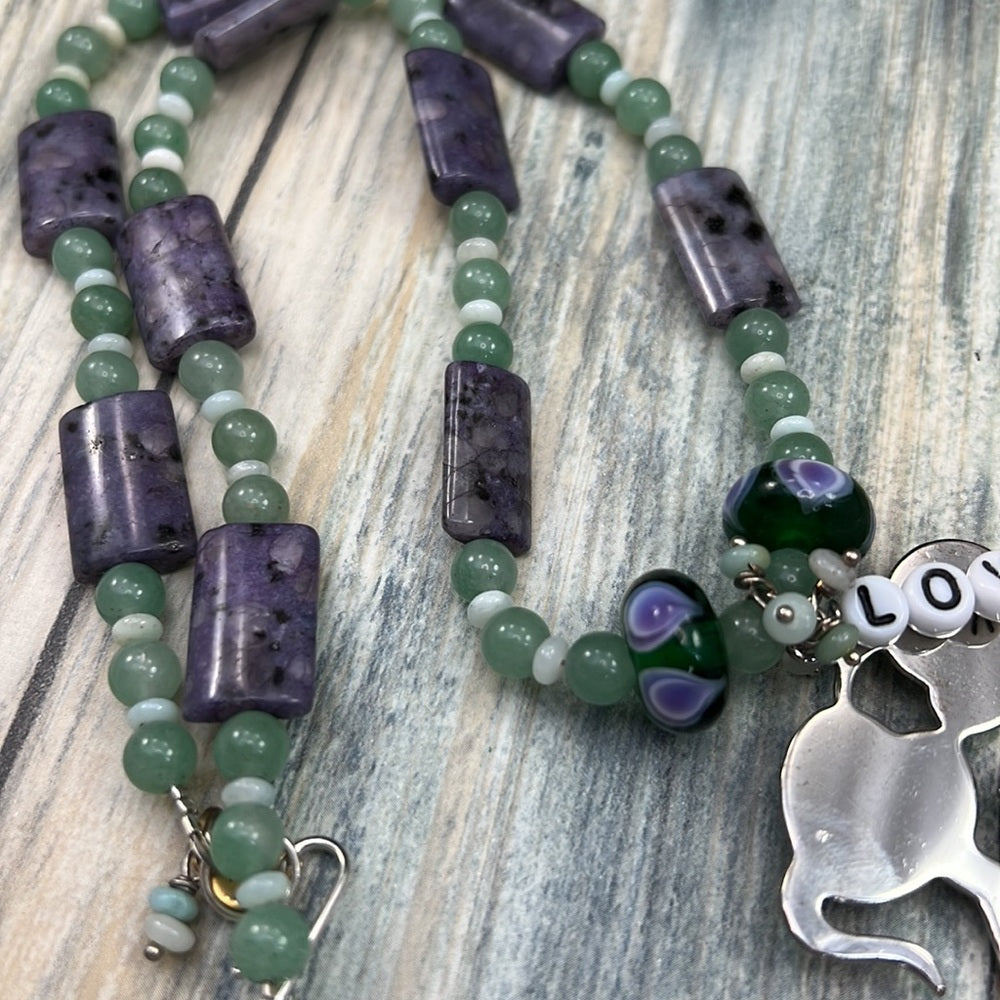 Adorned Crown Artisan Assemblage aventurine jasper Love boy girl necklace