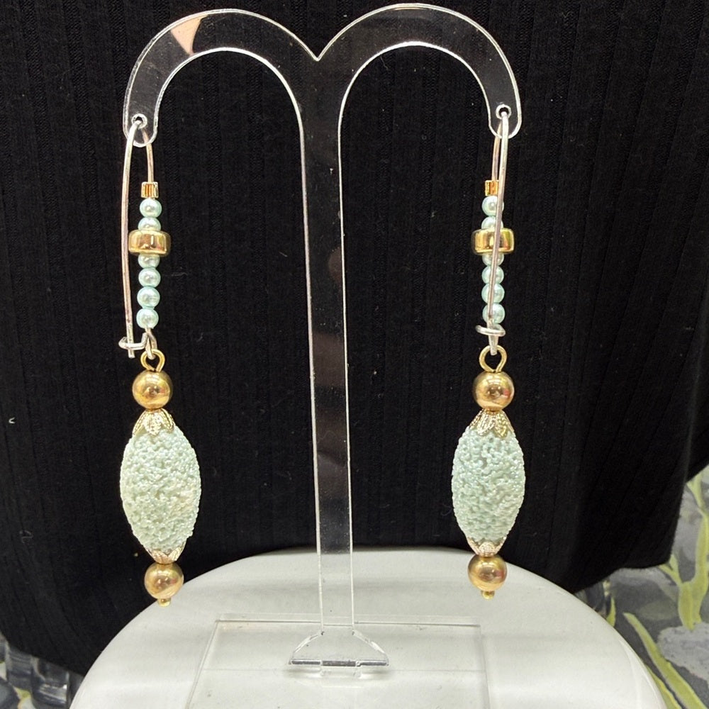 Adorned Crown Jewelry assemblage vintage lucite beads sea foam earrings