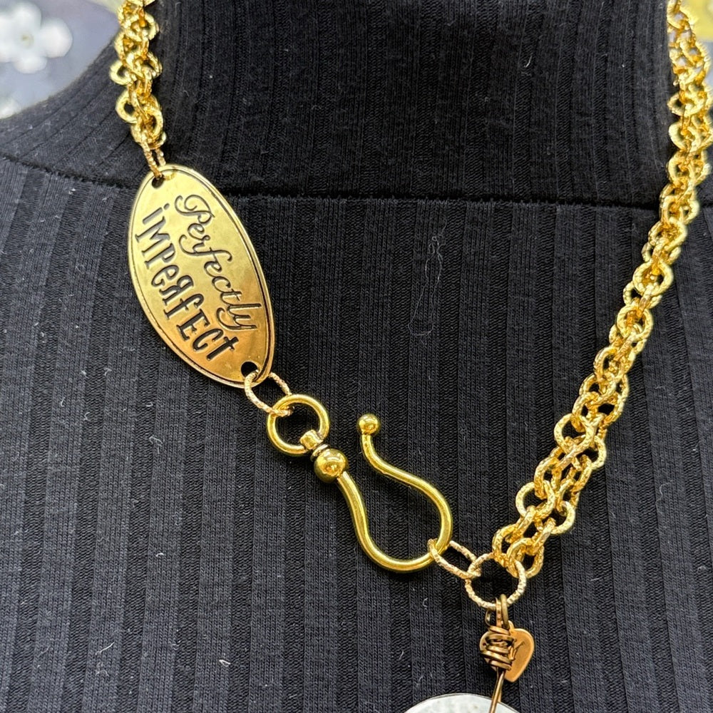 Adorned Crown Jewelry assemblage rusty heart good intentions stmnt necklace