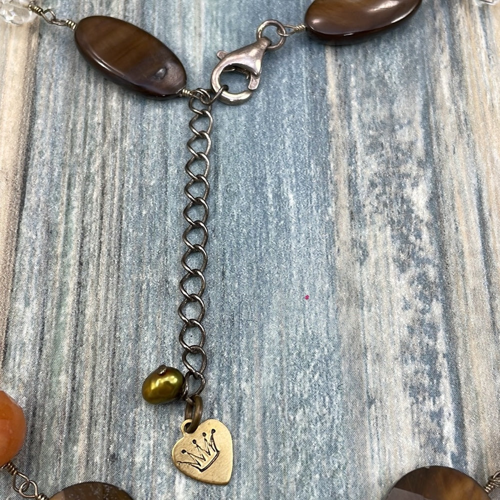 Adorned Crown Artisan Assemblage “autumn splendor” shell gemstone necklace