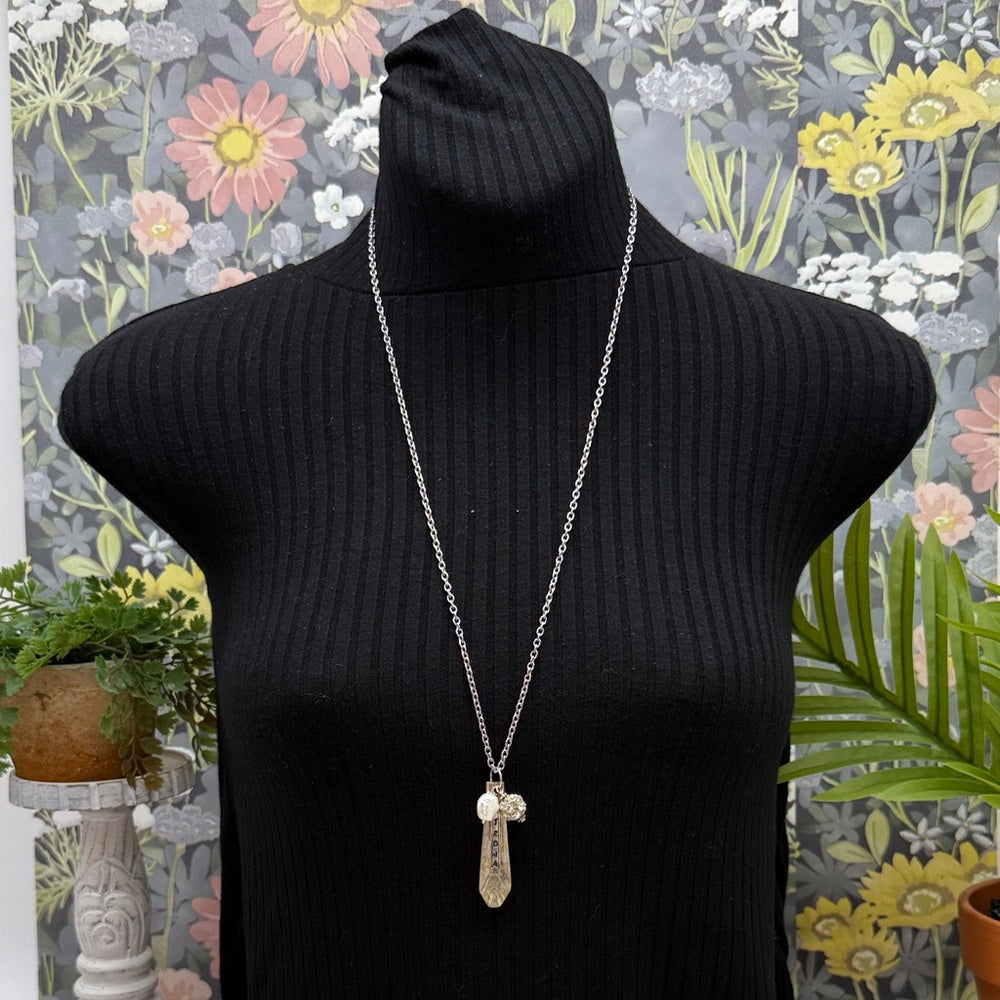 Adorned Crown Jewelry assemblage spoon handle pendant pearl necklace strong