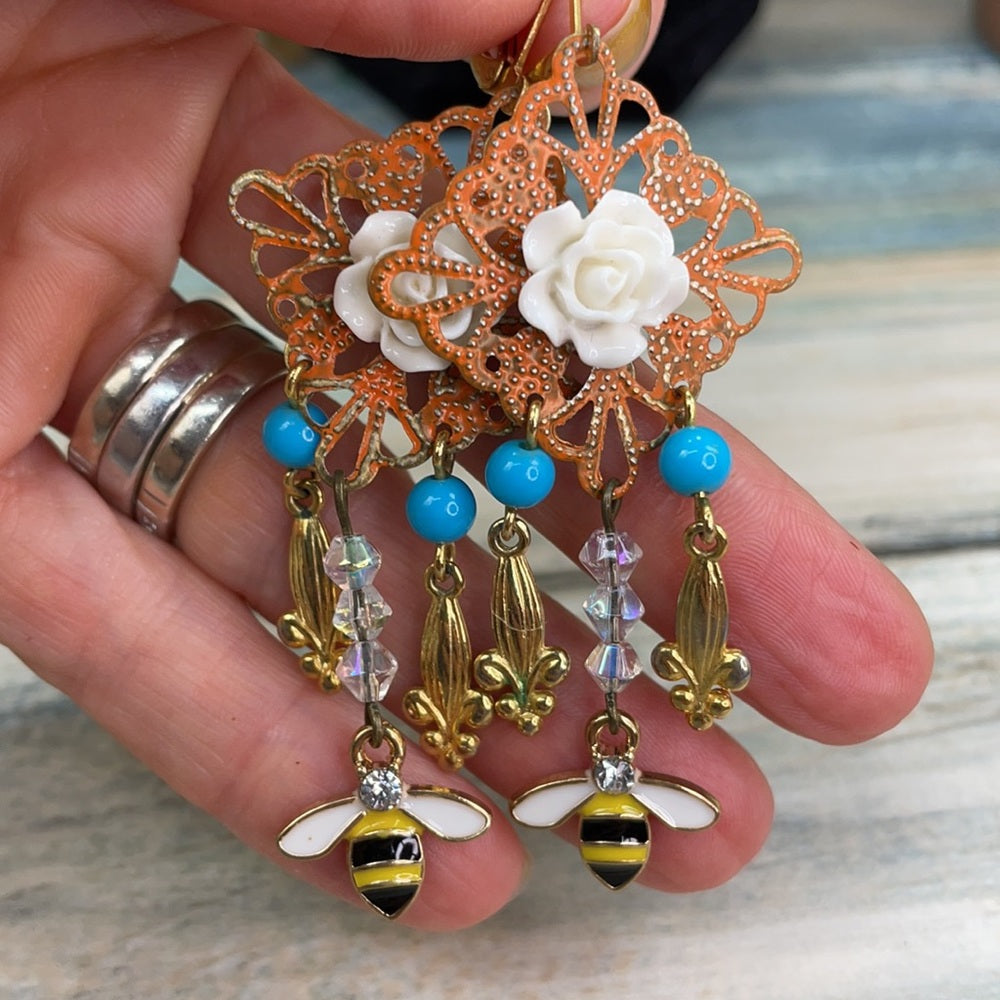 Adorned Crown assemblage buzzing bee earrings