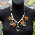 Adorned Crown Jewelry assemblage Christmas rusty Star crystal necklace