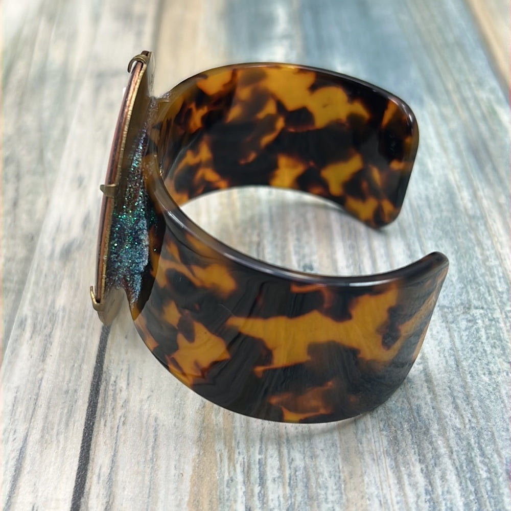 Adorned Crown Artisan Assemblage tortoise shell enamel Christmas bracelet