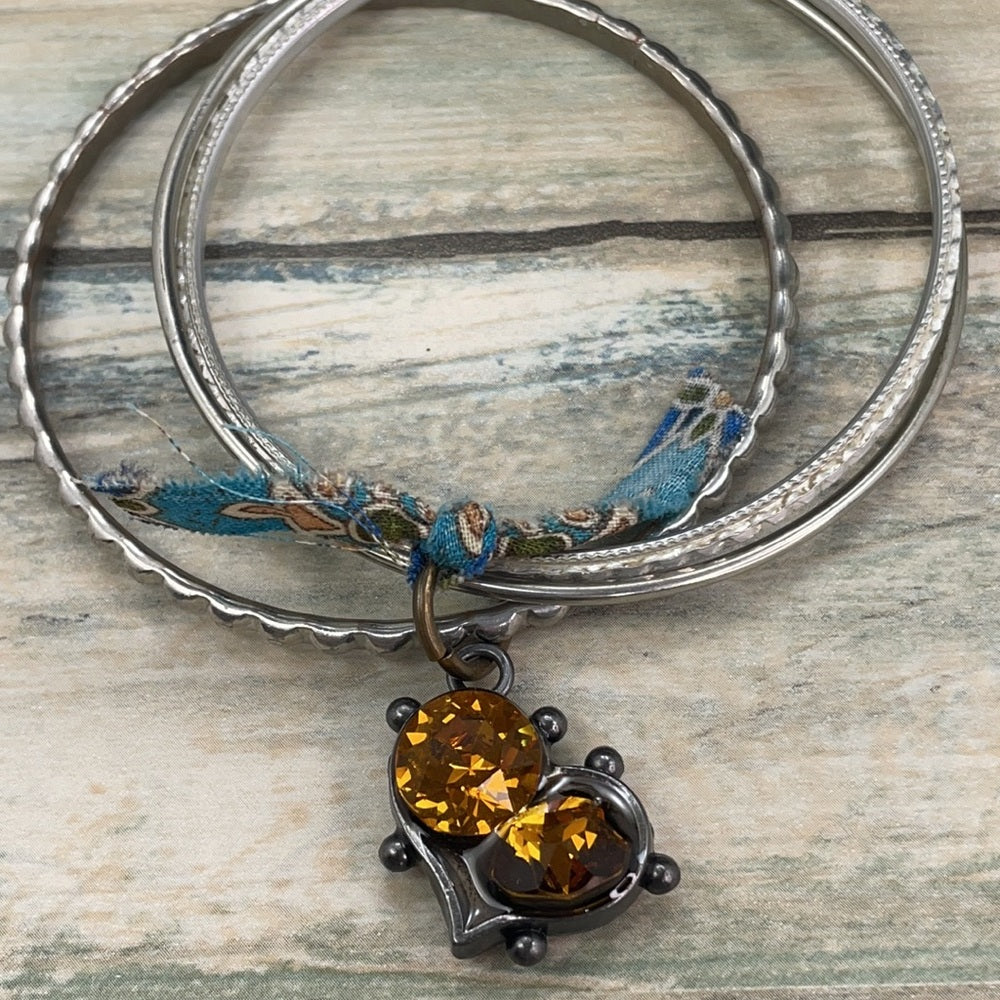 Adorned Crown artisan assemblage bangle topaz heart bracelet