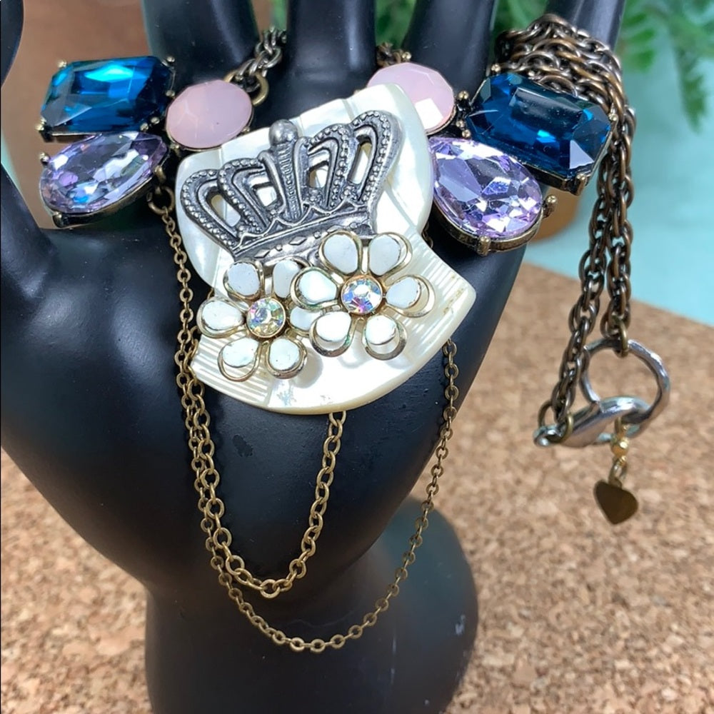 Adorned Crown Artisan Assemblage Mother of pearl and crown necklace