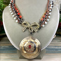 Adorned Crown Artisan assemblage shield medallion multi strand necklace