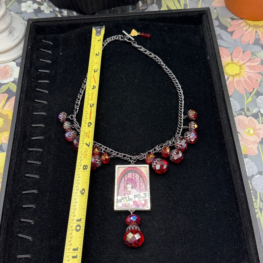 Adorned Crown Jewelry assemblage bauble Impulse buyer glass bezel necklace