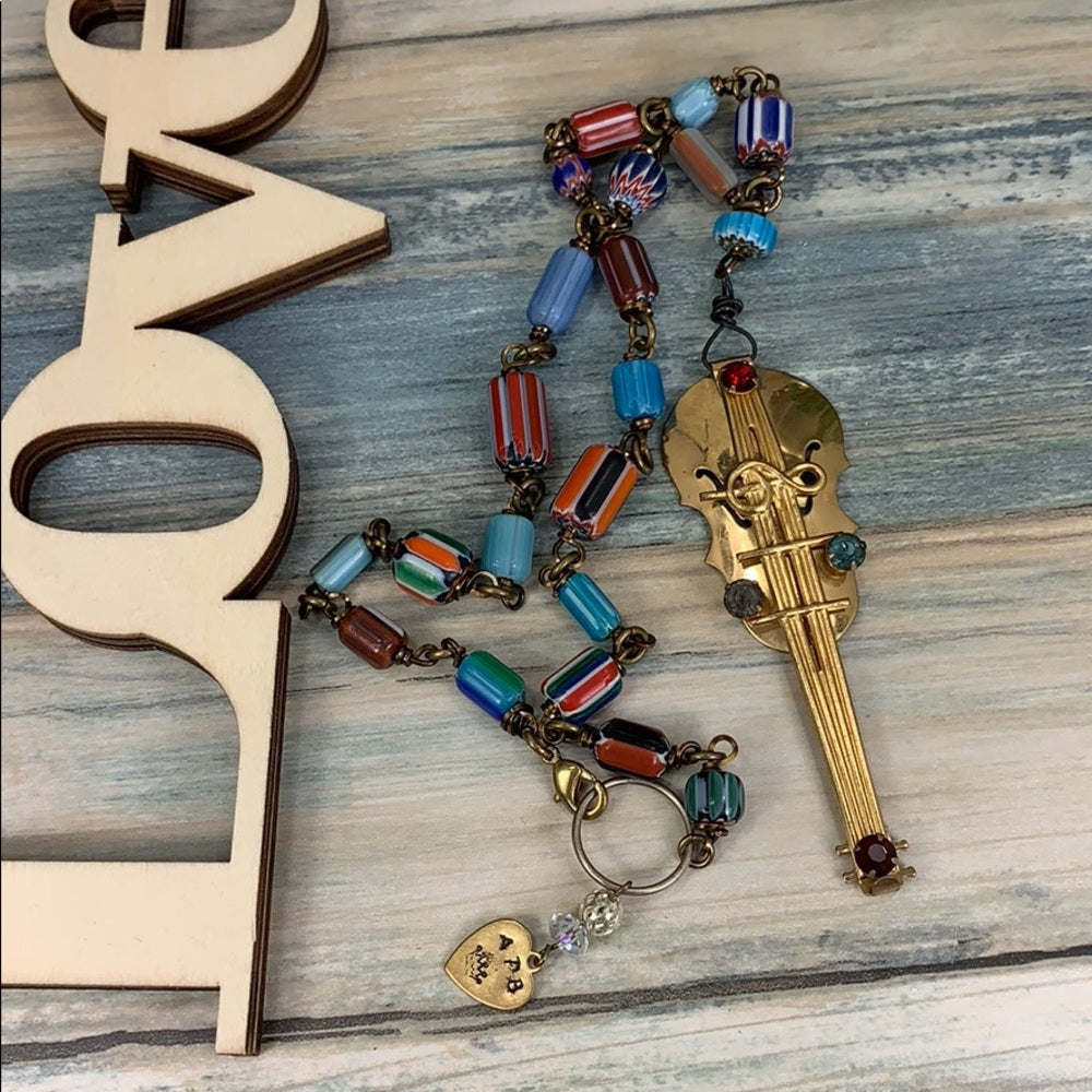 Adorned Crown artisan assemblage beautiful music African trade bead necklace