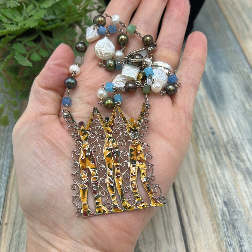 Adorned Crown Jewelry assemblage Sisters Friends pearl gemstone necklace