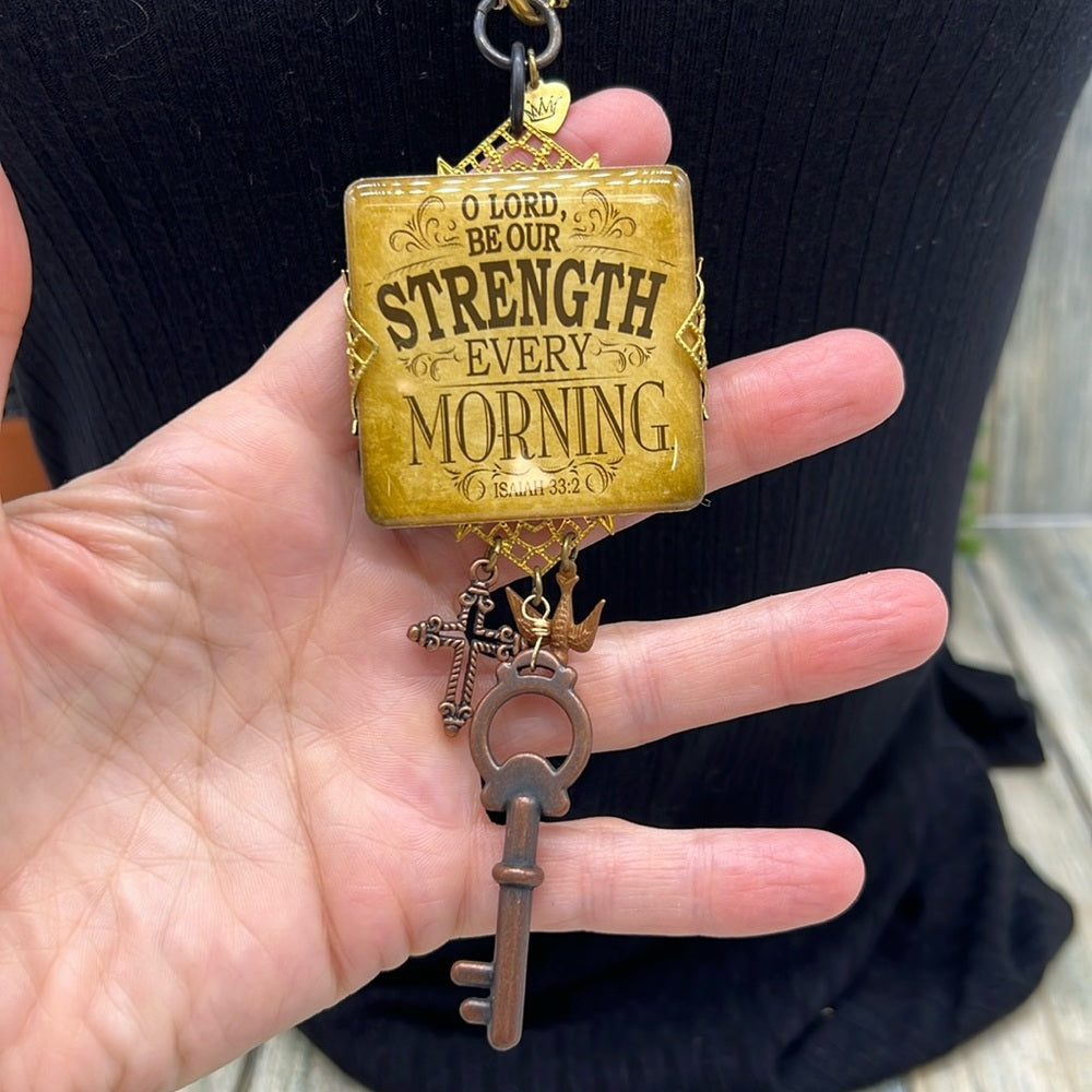 Adorned Crown Jewelry assemblage gemstone bead Lord Be our strength necklace