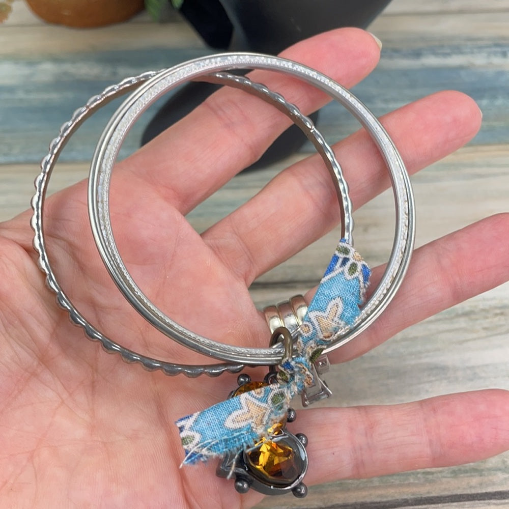 Adorned Crown artisan assemblage bangle topaz heart bracelet