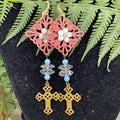 Adorned Crown artisan assemblage faith filigree cross lightweight earrings
