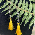 Adorned Crown assemblage yellow tassel crystal drop earrings