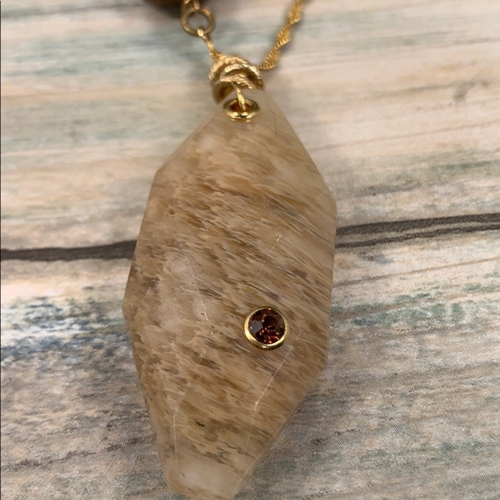 Adorned Crown artisan assemblage quartz agate tigers eye stone bead necklace