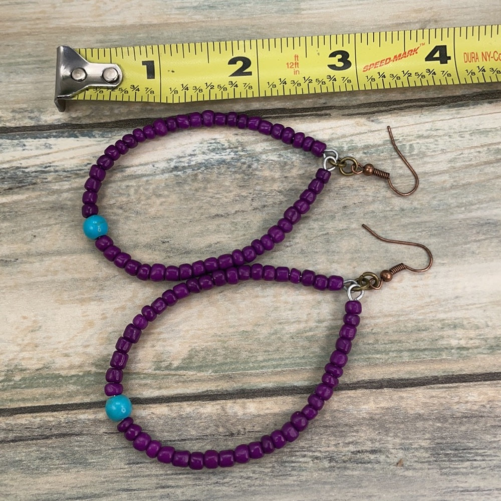 Adorned Crown assemblage pop of color purple hoop earrings